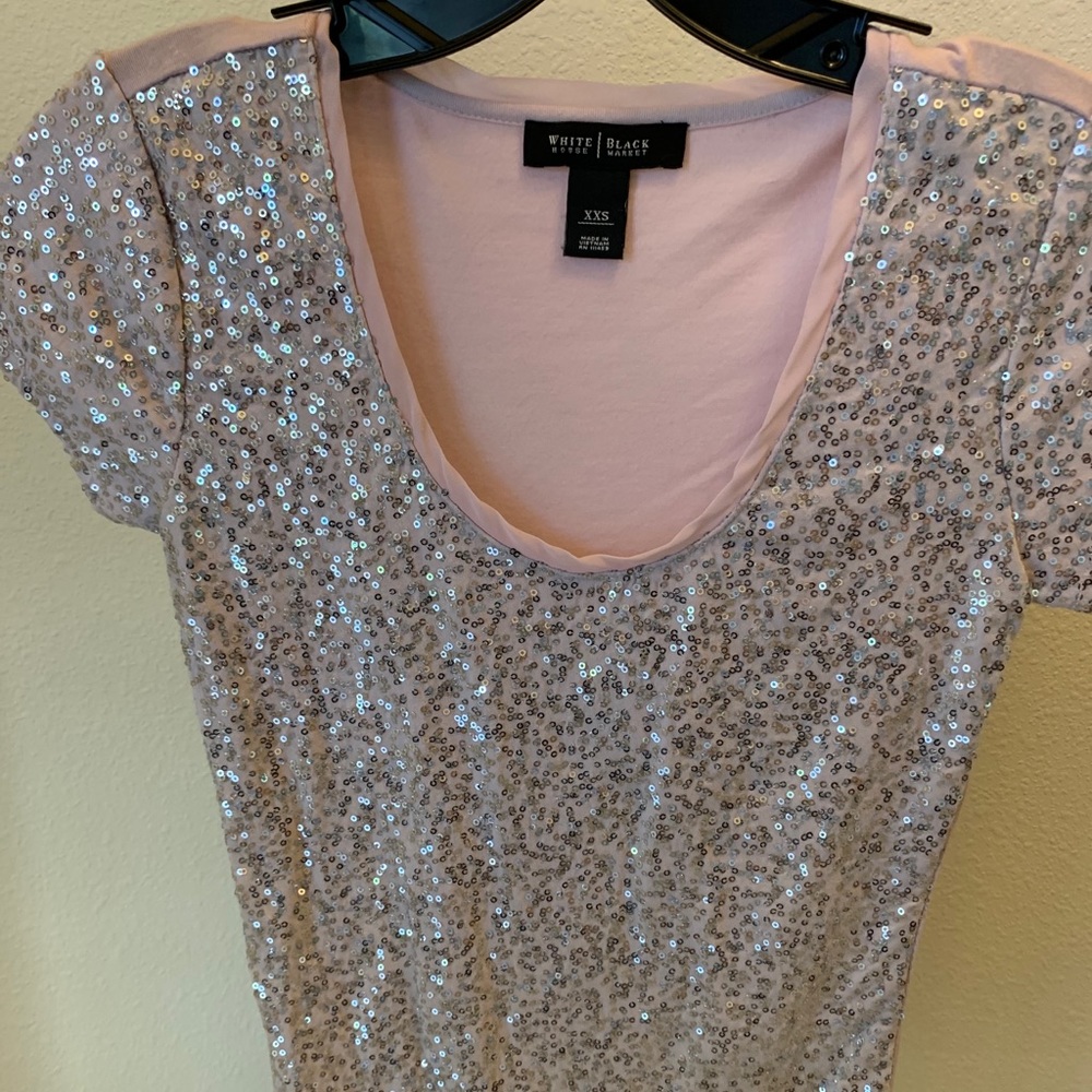 WHBM Pink top with silver sequins